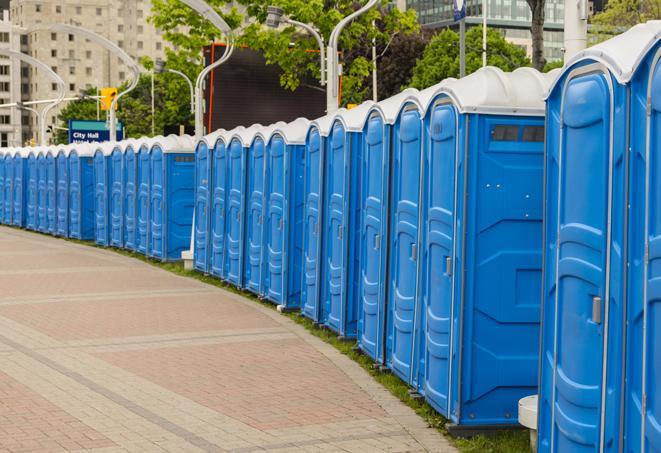 Seasonal porta potty units set up at a Rock Hill, South Carolina venue